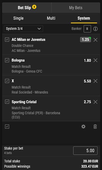system 3/4 bet calculator